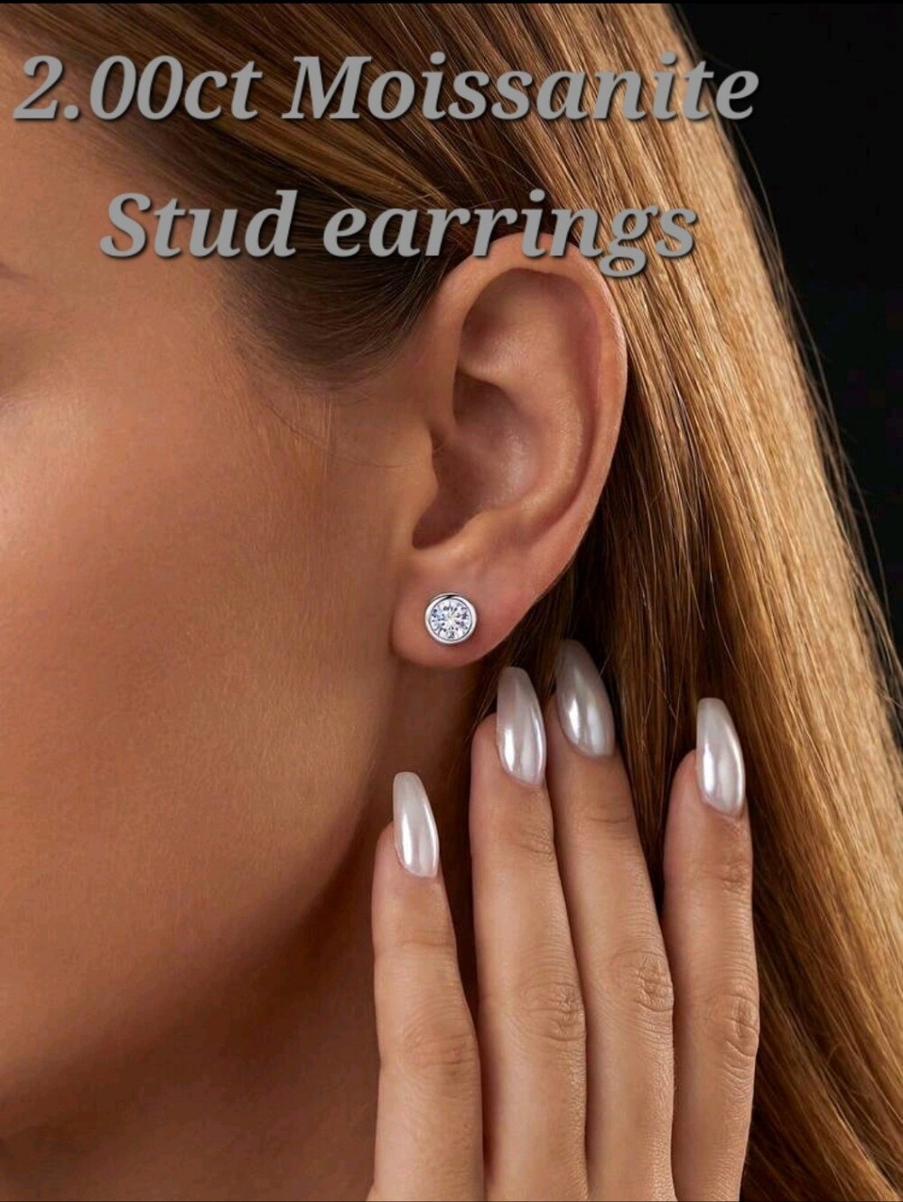 2.00ct Sterling Silver Moissanite Round Bezel Set Stuf Earrings NEW